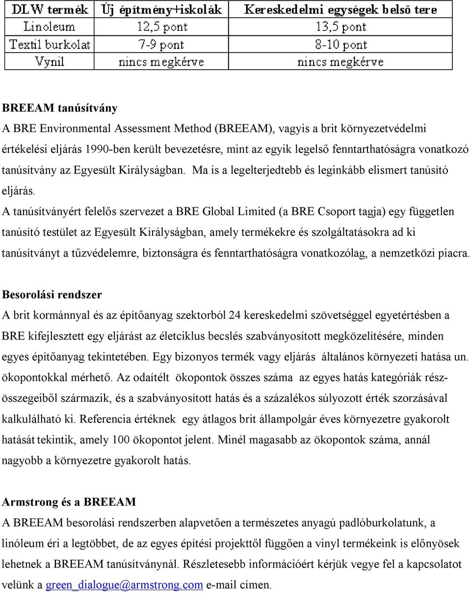 A tanúsítványért felelős szervezet a BRE Global Limited (a BRE Csoport tagja) egy független tanúsító testület az Egyesült Királyságban, amely termékekre és szolgáltatásokra ad ki tanúsítványt a