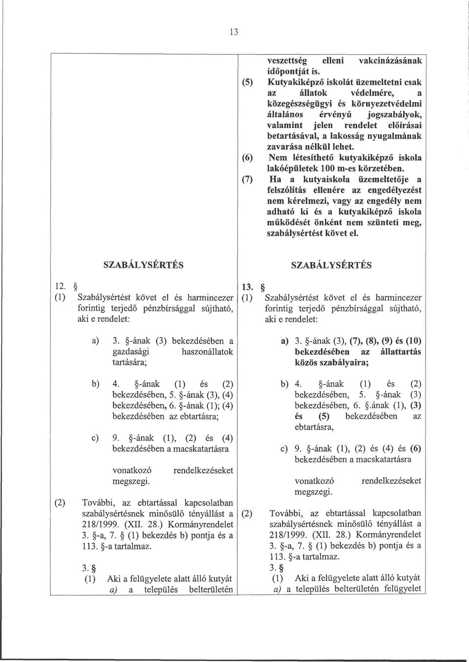 lehet. (6) Nem létesíthető kutykiképző iskol lkóépületek 100 m-es körzetében.