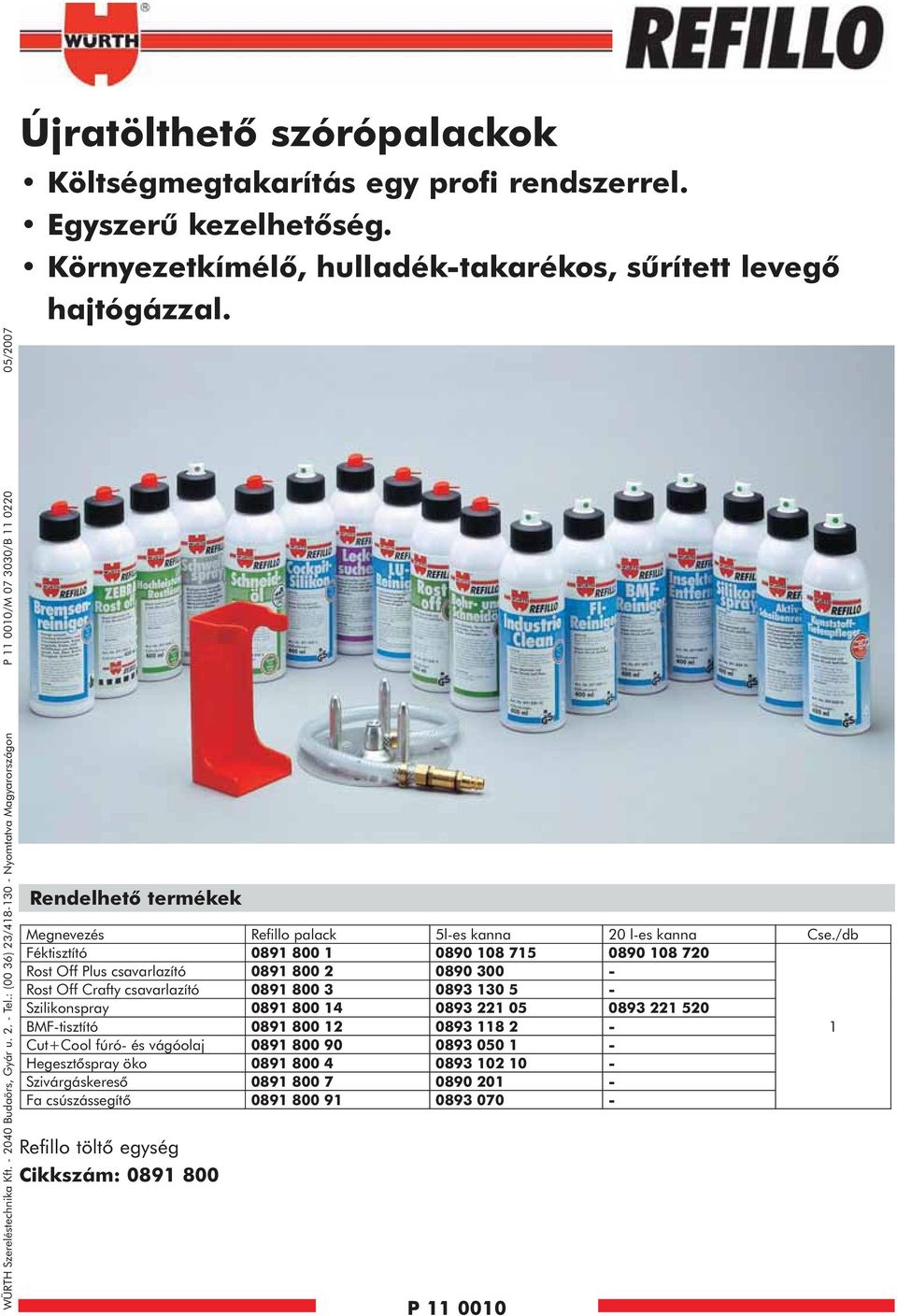 Környezetkímélõ, hulladék-takarékos, sûrített levegõ hajtógázzal.