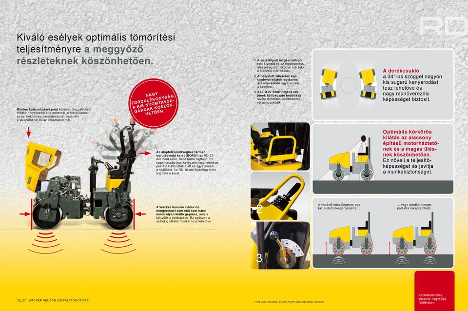 NAGY FORDULÉKONYSÁG A KIS NYOMTÁVSU- GÁRNAK KÖSZÖN- HETŐEN. 1 A vezérlőpult rezgéscsillapított kivitelű és az ergonomikus üléssel együttműködve mérsékli a kezelő elfáradását.