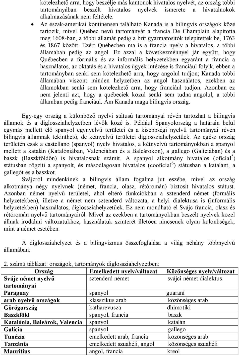 gyarmatosítók telepítették be, 1763 és 1867 között. Ezért Québecben ma is a francia nyelv a hivatalos, a többi államában pedig az angol.