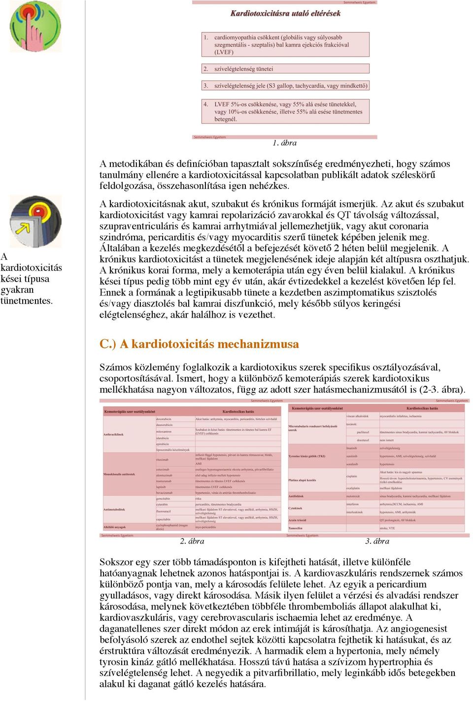 nehézkes. A kardiotoxicitásnak akut, szubakut és krónikus formáját ismerjük.