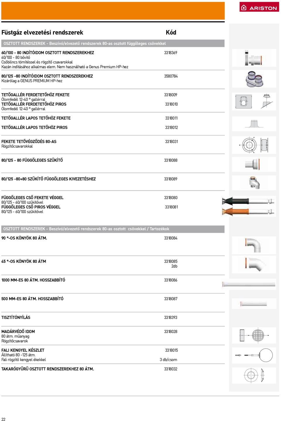 Nem használható a Genus Premium HP-hez 80/125-80 indítóidom osztott rendszerekhez 3580784 Kizárólag a Genus Premium HP-hez Tetőgallér ferdetetőhöz fekete 3318009 Ólomfedél 12-40 gallérral Tetőgallér