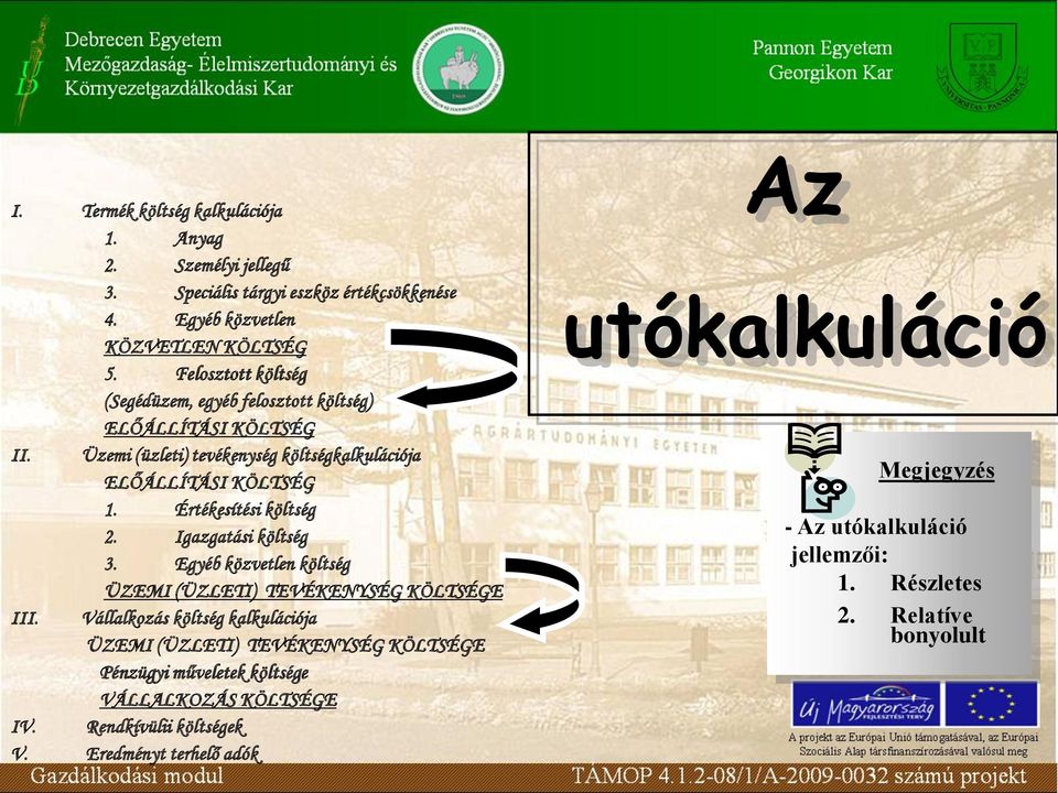 Értékesítési költség 2. Igazgatási költség 3. Egyéb közvetlen költség ÜZEMI (ÜZLETI) TEVÉKENYSÉG KÖLTSÉGE III.