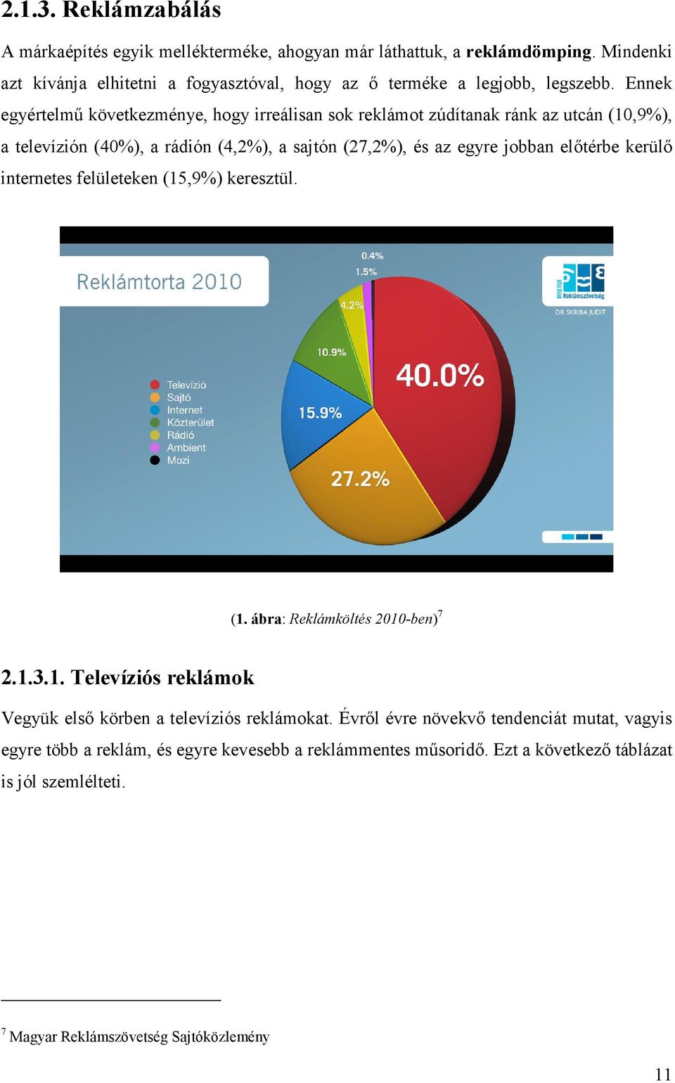 Ennek egyértelmű következménye, hogy irreálisan sok reklámot zúdítanak ránk az utcán (10,9%), a televízión (40%), a rádión (4,2%), a sajtón (27,2%), és az egyre jobban előtérbe