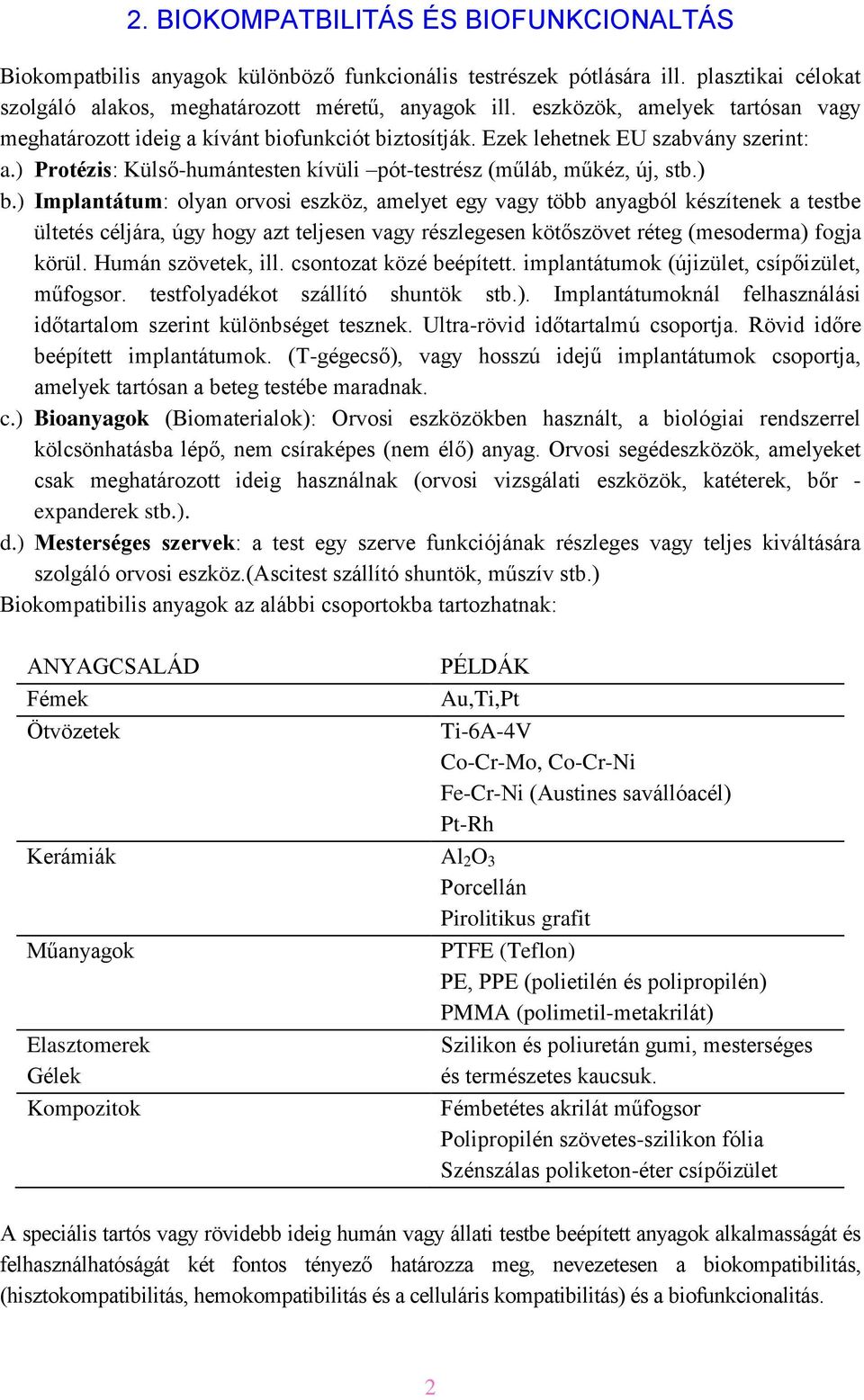 ) Implantátum: olyan orvosi eszköz, amelyet egy vagy több anyagból készítenek a testbe ültetés céljára, úgy hogy azt teljesen vagy részlegesen kötőszövet réteg (mesoderma) fogja körül.