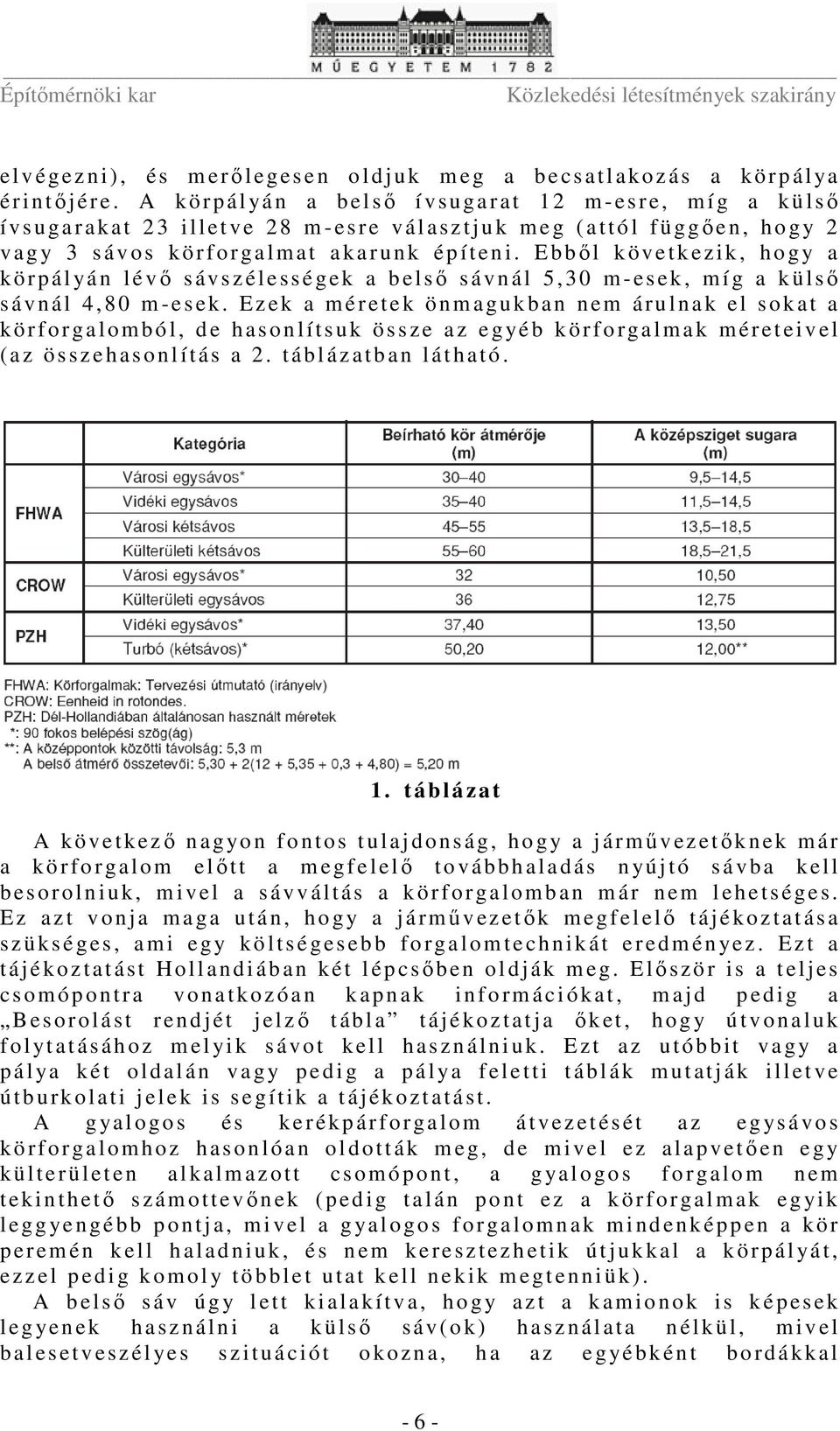 p íten i. E bből k övetkezik, hogy a k ö rp ál yá n l é vő s ávsz él e sségek a b el ső s á vnál 5,30 m - esek, míg a k ülső s á vnál 4,80 m-esek.