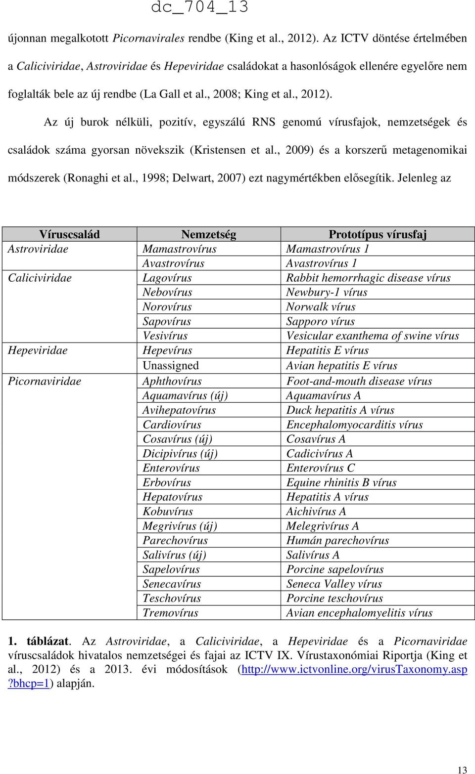 Az új burok nélküli, pozitív, egyszálú RNS genomú vírusfajok, nemzetségek és családok száma gyorsan növekszik (Kristensen et al., 2009) és a korszerő metagenomikai módszerek (Ronaghi et al.