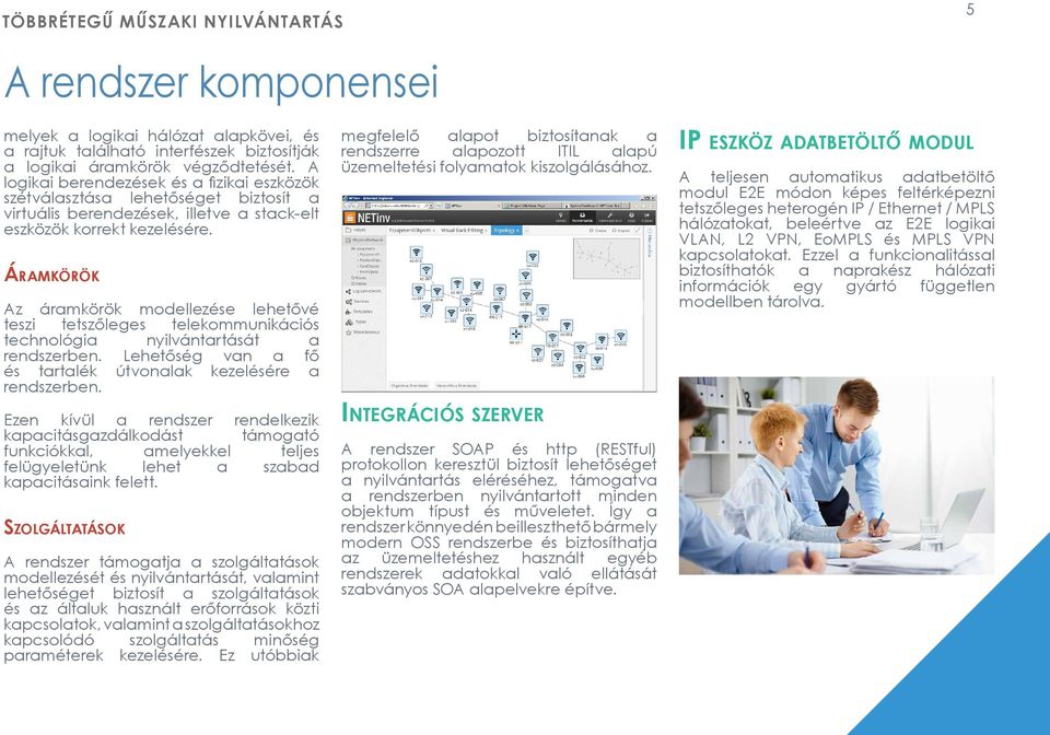 Áramkörök Az áramkörök modellezése lehetővé teszi tetszőleges telekommunikációs technológia nyilvántartását a rendszerben. Lehetőség van a fő és tartalék útvonalak kezelésére a rendszerben.