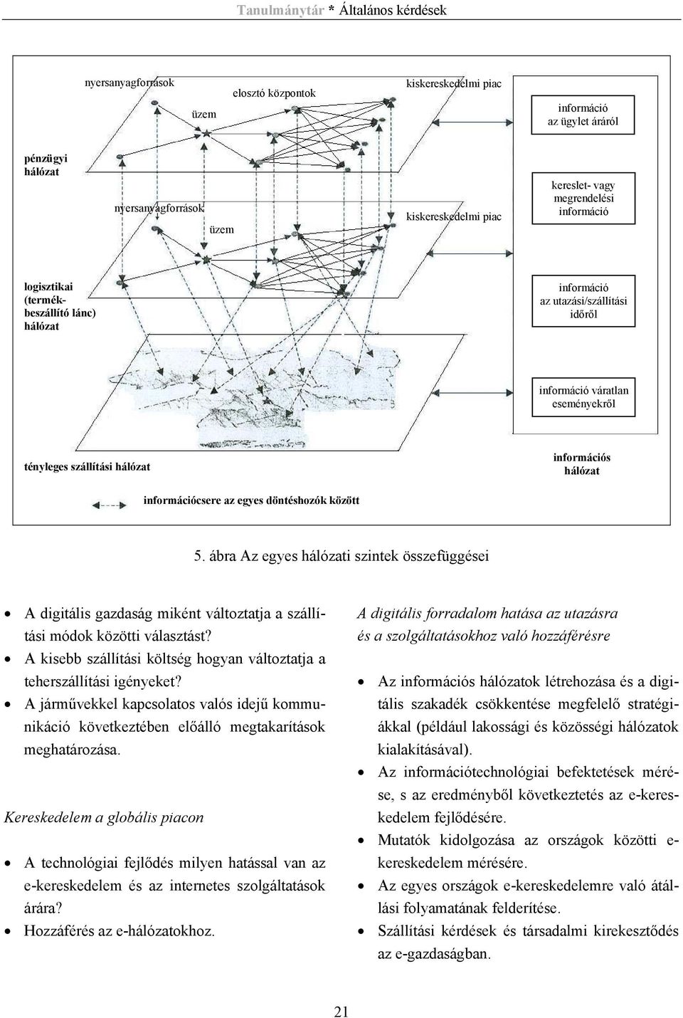 döntéshozók között 5. ábra Az egyes hálózati szintek összefüggései A digitális gazdaság miként változtatja a szállítási módok közötti választást?