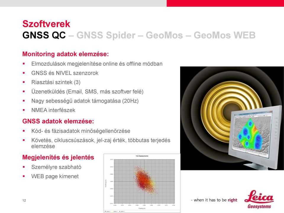 sebességű adatok támogatása (20Hz) NMEA interfészek GNSS adatok elemzése: Kód- és fázisadatok minőségellenőrzése