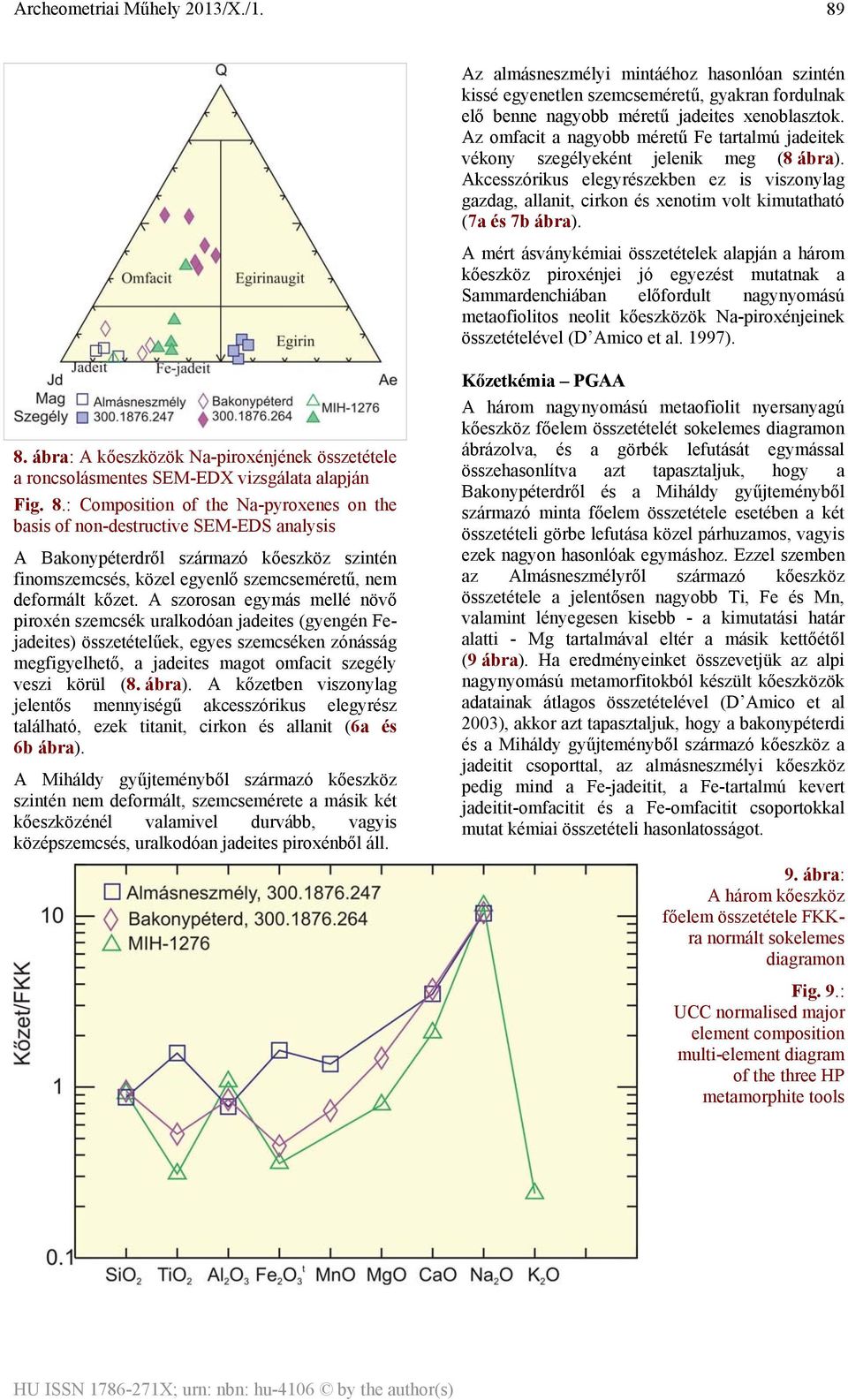 Akcesszórikus elegyrészekben ez is viszonylag gazdag, allanit, cirkon és xenotim volt kimutatható (7a és 7b ábra).