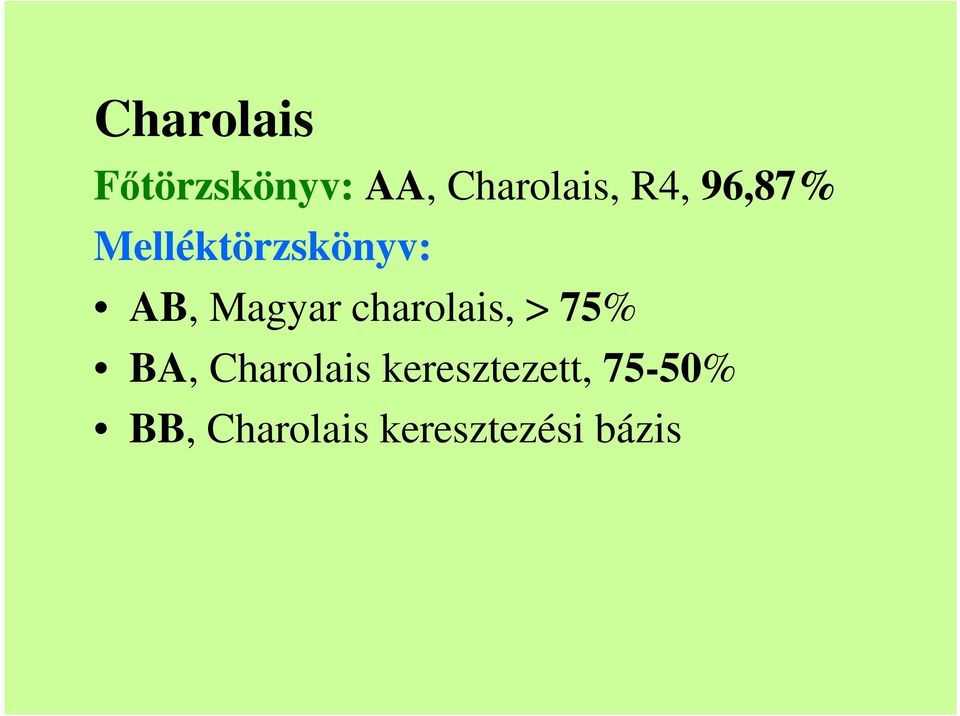 charolais, > 75% BA, Charolais