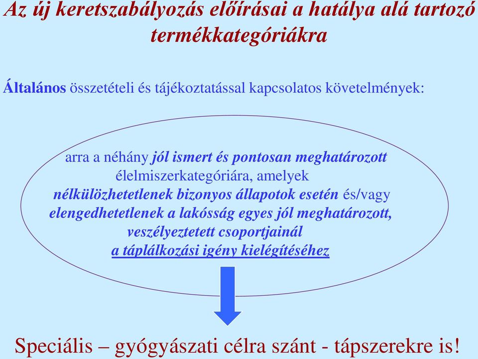 élelmiszerkategóriára, amelyek nélkülözhetetlenek bizonyos állapotok esetén és/vagy elengedhetetlenek a