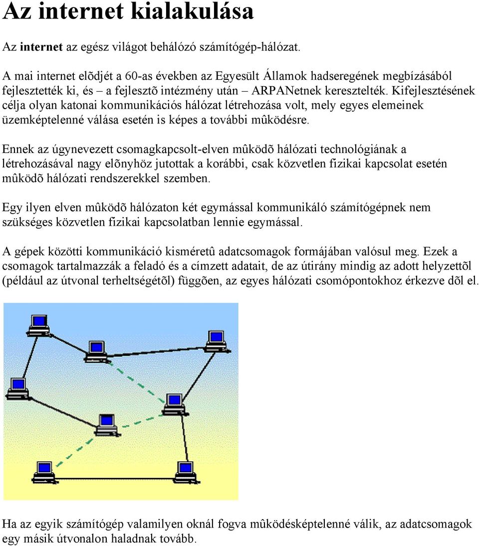 Kifejlesztésének célja olyan katonai kommunikációs hálózat létrehozása volt, mely egyes elemeinek üzemképtelenné válása esetén is képes a további mûködésre.