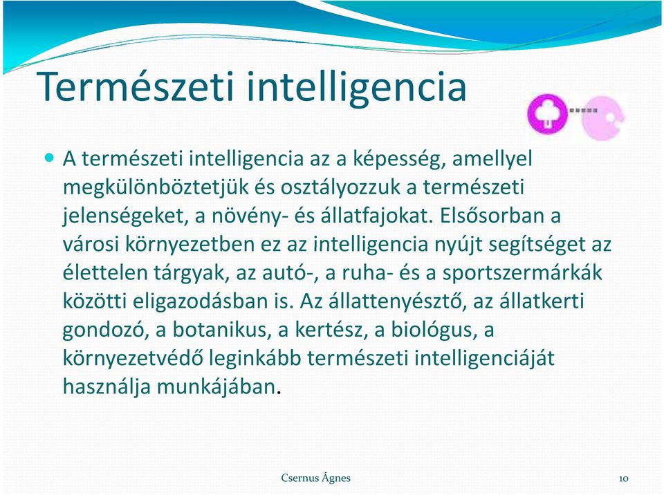 Elsősorban a városi környezetben ez az intelligencia nyújt segítséget az élettelen tárgyak, az autó-, a ruha-és a