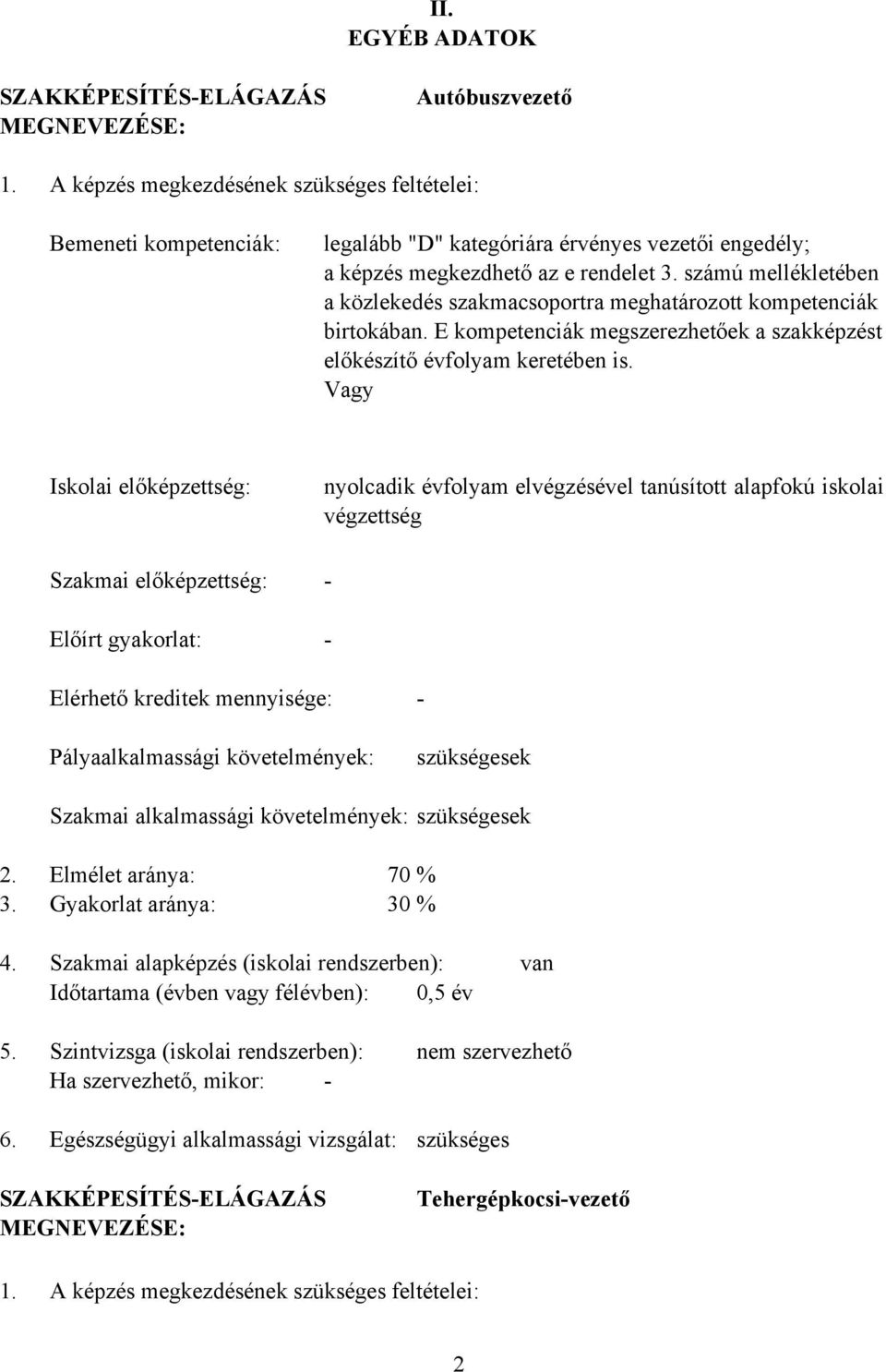 számú mellékletében a közlekedés szakmacsoportra meghatározott kompetenciák birtokában. E kompetenciák megszerezhetőek a szakképzést előkészítő évfolyam keretében is.