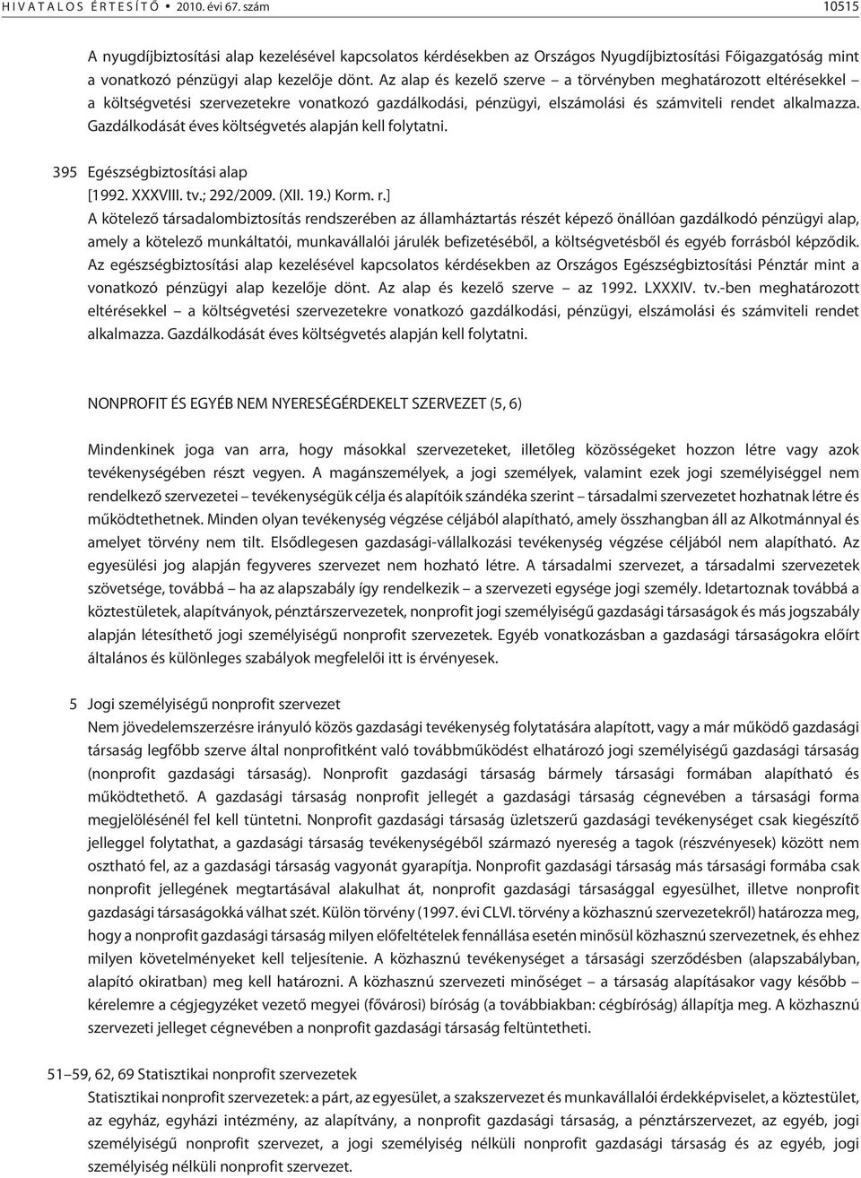 Gazdálkodását éves költségvetés alapján kell folytatni. 395 Egészségbiztosítási alap [1992. XXXVIII. tv.; 292/2009. (XII. 19.) Korm. r.