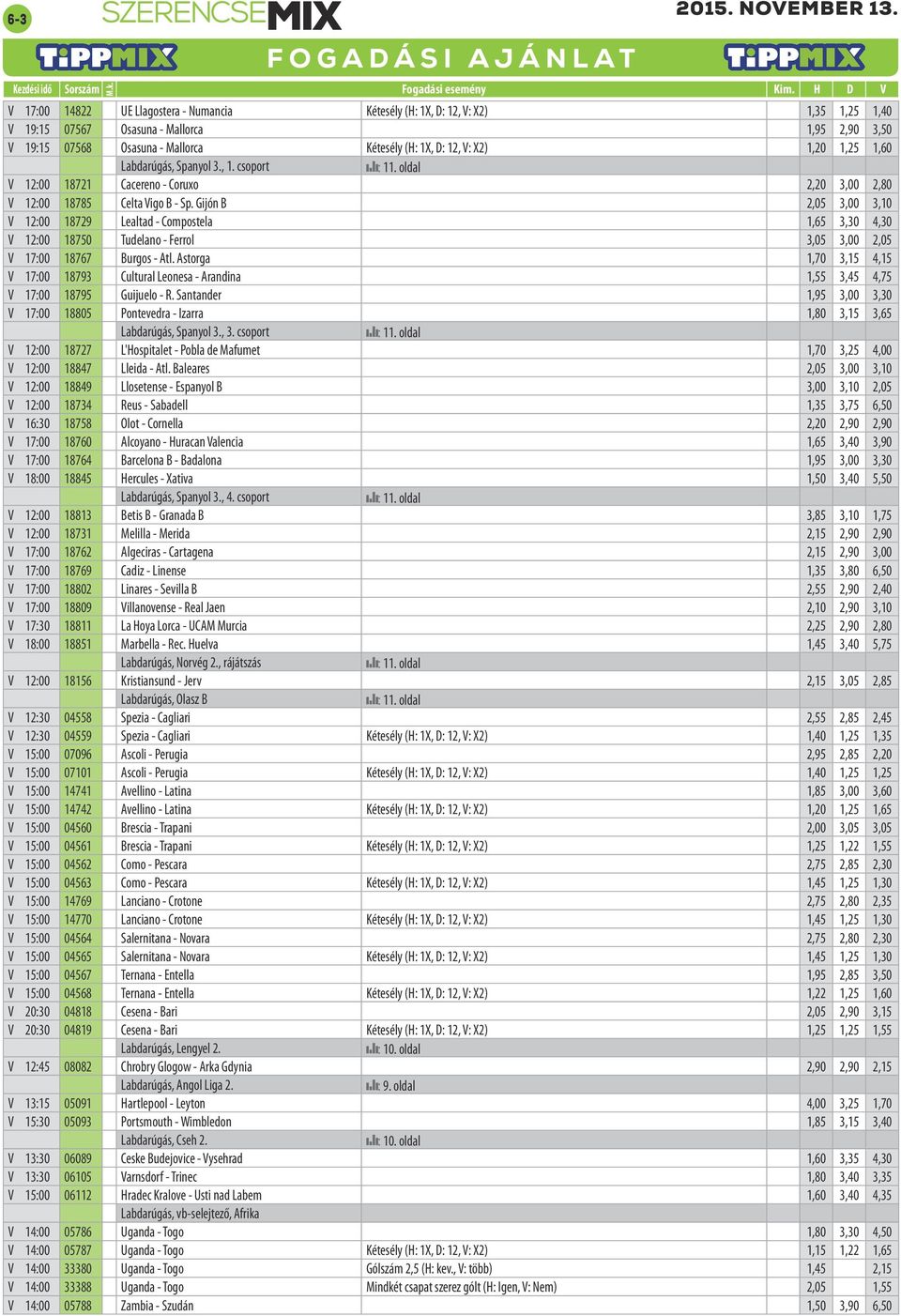 Gijón B 2,05 3,00 3,10 V 12:00 18729 Lealtad - Compostela 1,65 3,30 4,30 V 12:00 18750 Tudelano - Ferrol 3,05 3,00 2,05 V 17:00 18767 Burgos - Atl.