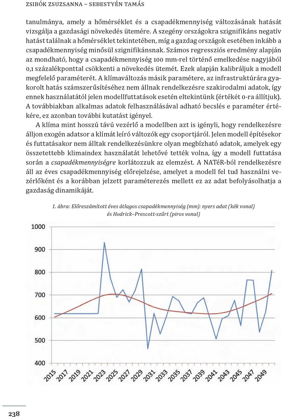 Számos regressziós eredmény alapján az mondható, hogy a csapadékmennyiség 100 mm-rel történő emelkedése nagyjából 0,1 százalékponttal csökkenti a növekedés ütemét.