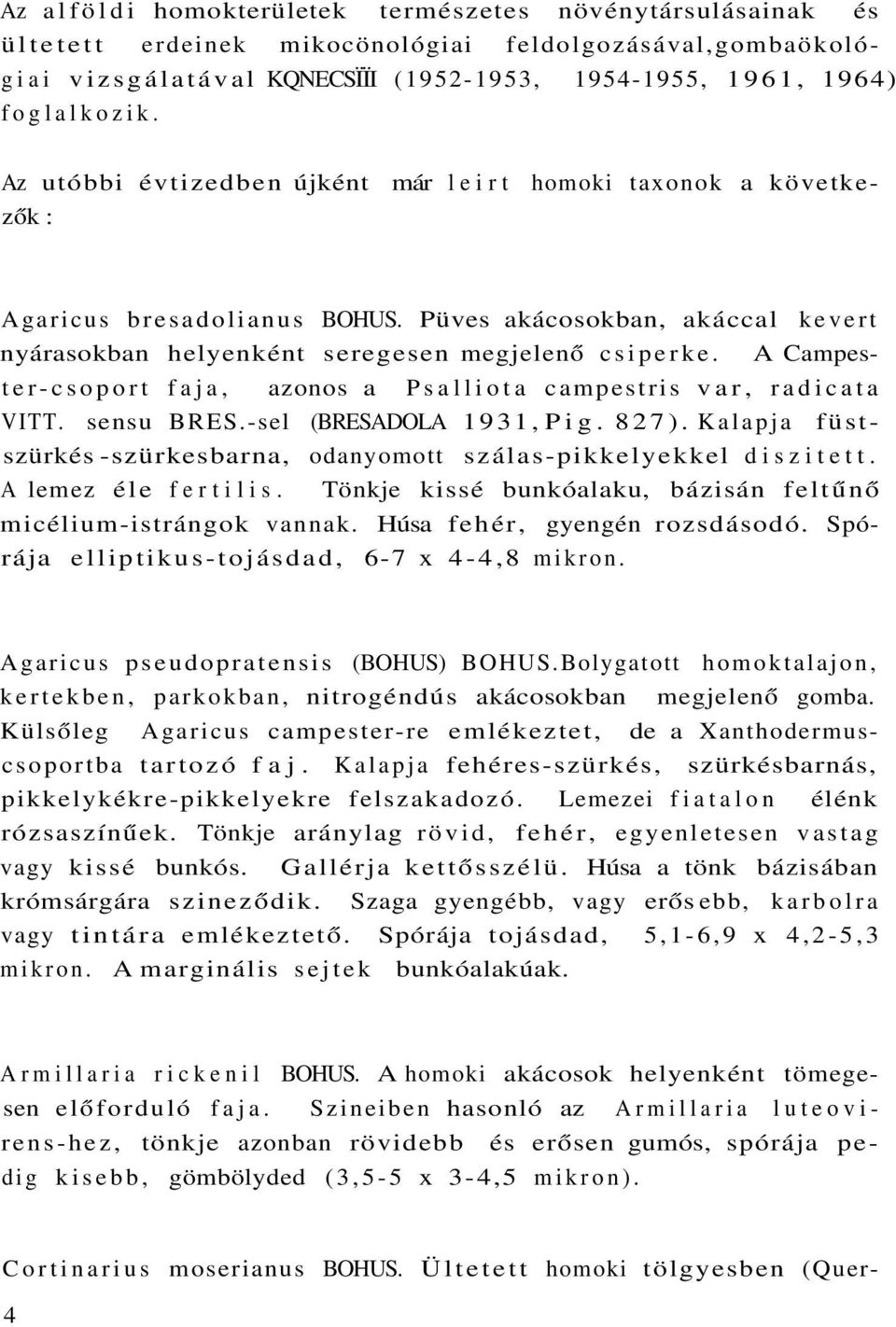 A Campester-csoport faja, azonos a Psalliota campestris var, radicata VITT. sensu BRES.-sel (BRESADOLA 1931, Pig. 827). Kalapja füstszürkés -szürkesbarna, odanyomott szálas-pikkelyekkel diszitett.