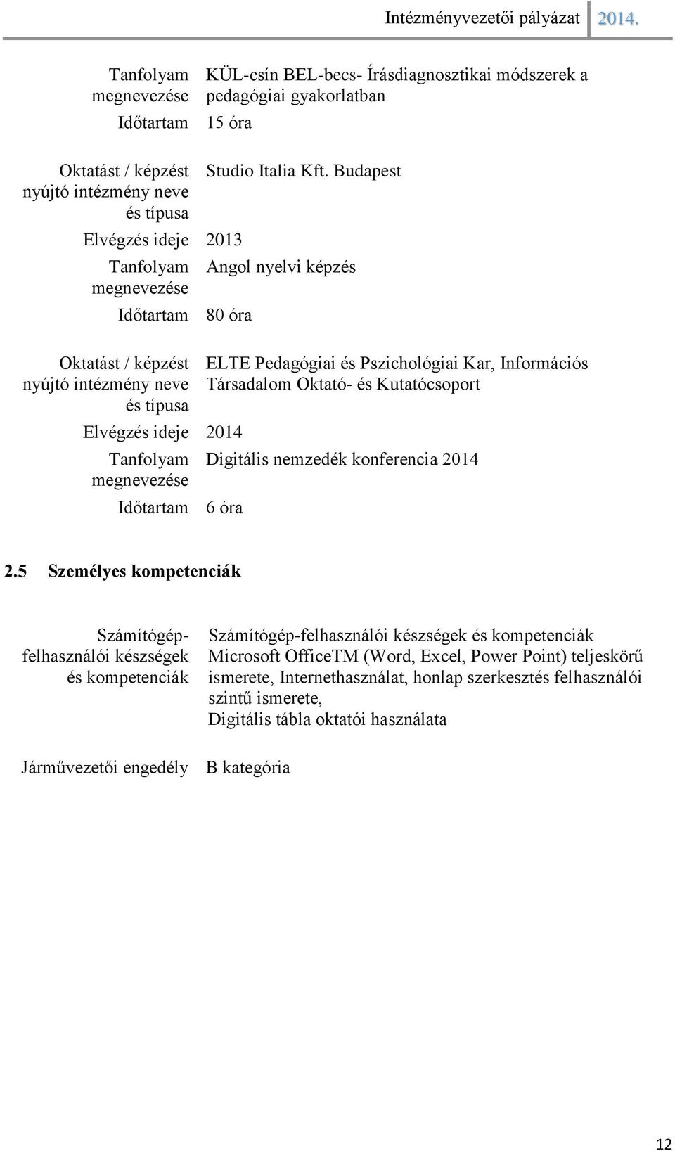 Budapest Angol nyelvi képzés ELTE Pedagógiai és Pszichológiai Kar, Információs Társadalom Oktató- és Kutatócsoport Digitális nemzedék konferencia 2014 Személyes