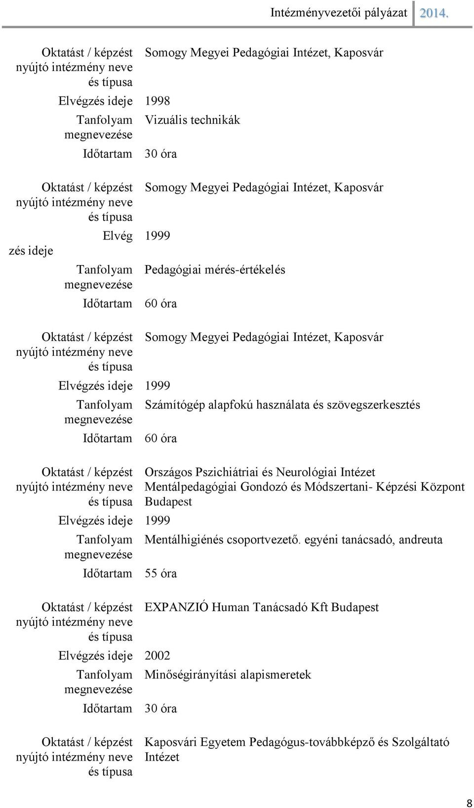 Kaposvár Számítógép alapfokú használata és szövegszerkesztés Országos Pszichiátriai és Neurológiai Intézet Mentálpedagógiai Gondozó és Módszertani- Képzési Központ Budapest