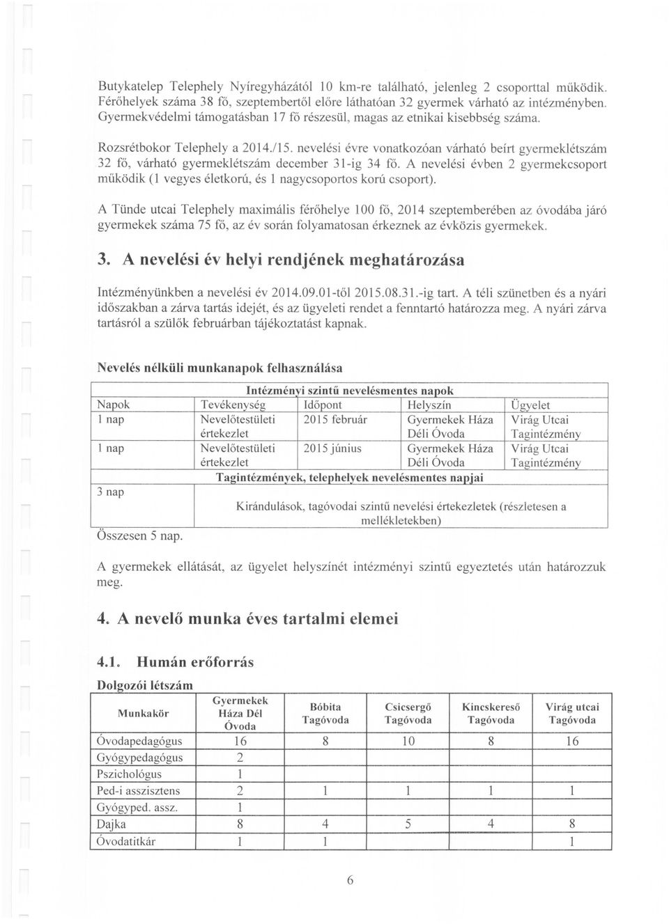 nevelési évre vonatkozóan várható beírt gyermeklétszám 32 fő, várható gyermeklétszám december 31-ig 34 fő.