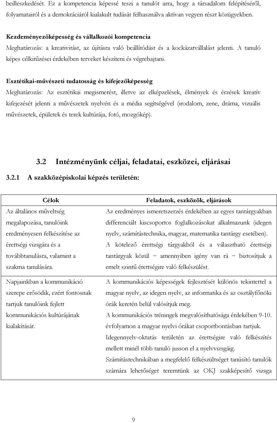 A tanuló képes célkitűzései érdekében terveket készíteni és végrehajtani.