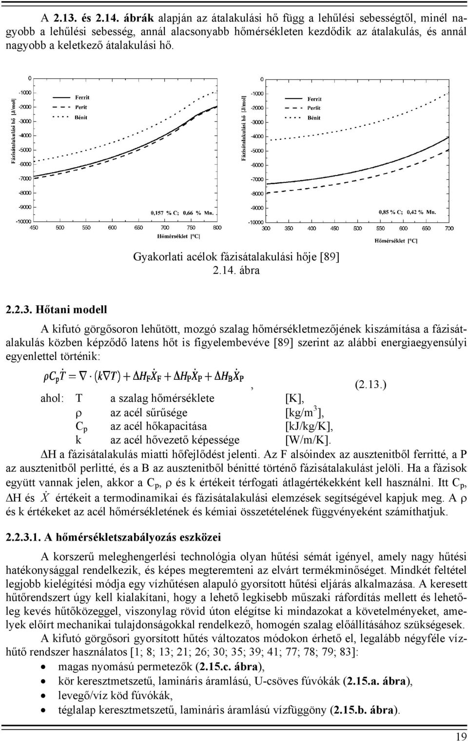 Gyakorlati acélok fázisátalakulási hője [89] 2.14. ábra 2.2.3.