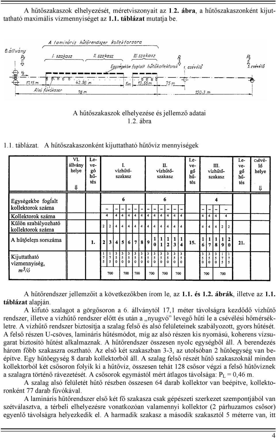 A kifutó szalagot a görgősoron a 6. állványtól 17,1 méter távolságra kezdődő vízhűtő rendszer, illetve a vízhűtő rendszer előtt és után a nyugvó levegő hűti le a csévélési hőmérsékletre.