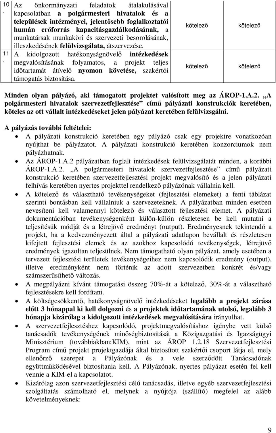 munkaköri és szervezeti besorolásának, illeszkedésének felülvizsgálata, átszervezése.