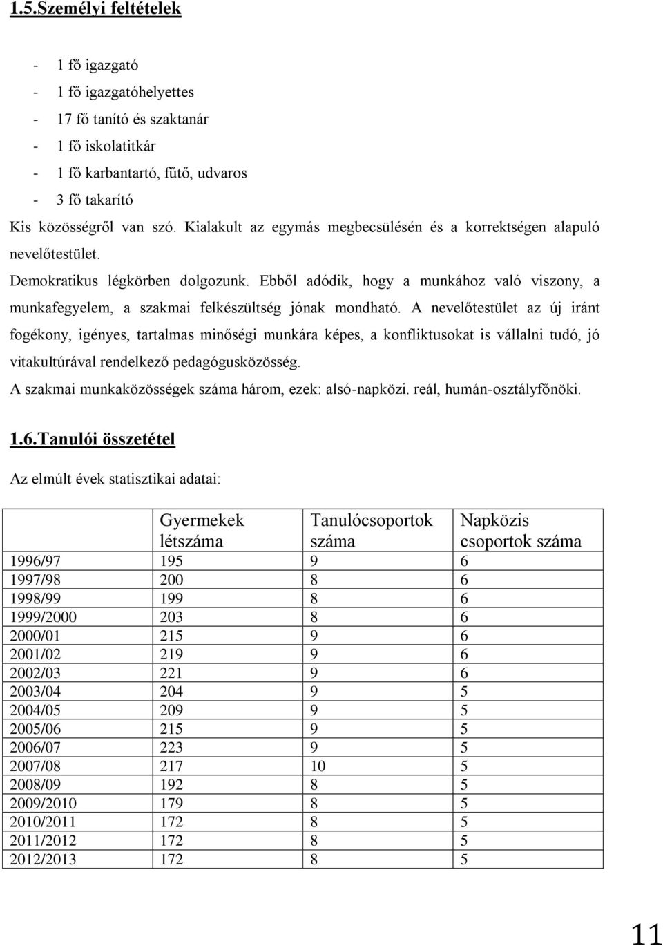 Ebből adódik, hogy a munkához való viszony, a munkafegyelem, a szakmai felkészültség jónak mondható.