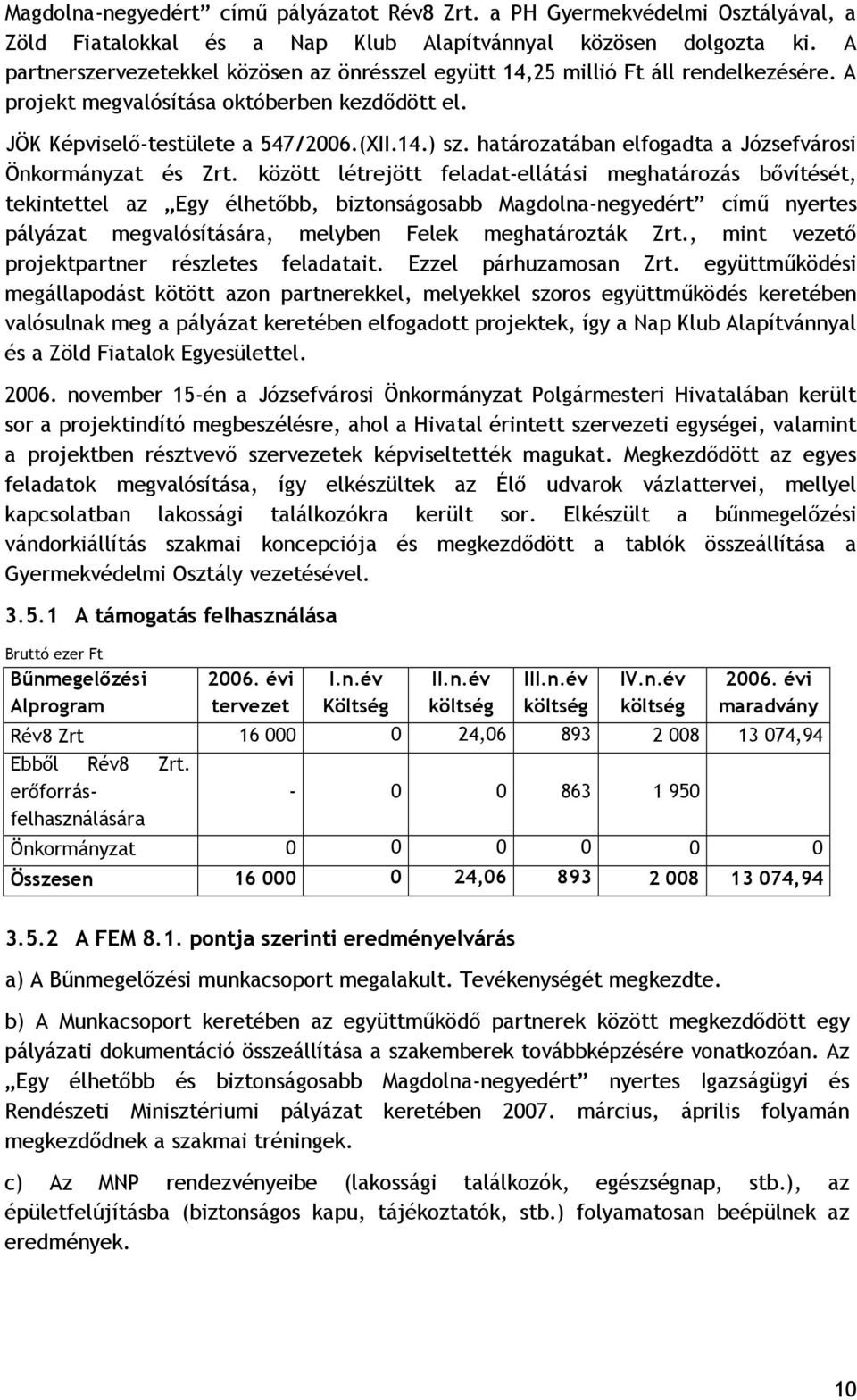 határozatában elfogadta a Józsefvárosi Önkormányzat és Zrt.