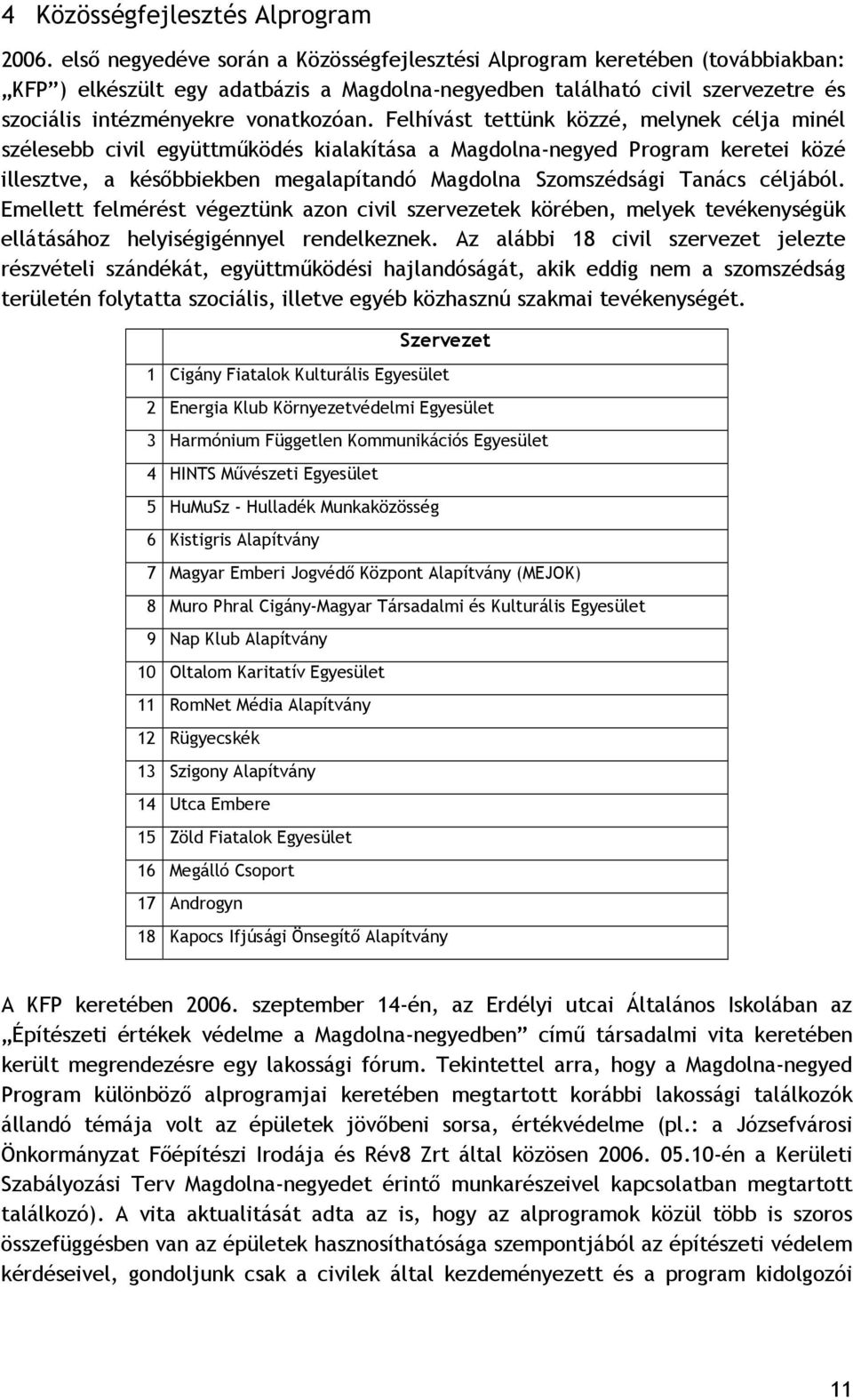 Felhívást tettünk közzé, melynek célja minél szélesebb civil együttműködés kialakítása a Magdolna-negyed Program keretei közé illesztve, a későbbiekben megalapítandó Magdolna Szomszédsági Tanács