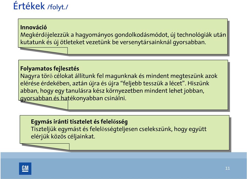 Folyamatos fejlesztés Nagyra törő célokat állítunk fel magunknak és mindent megteszünk azok elérése érdekében, aztán újra és újra feljebb tesszük a