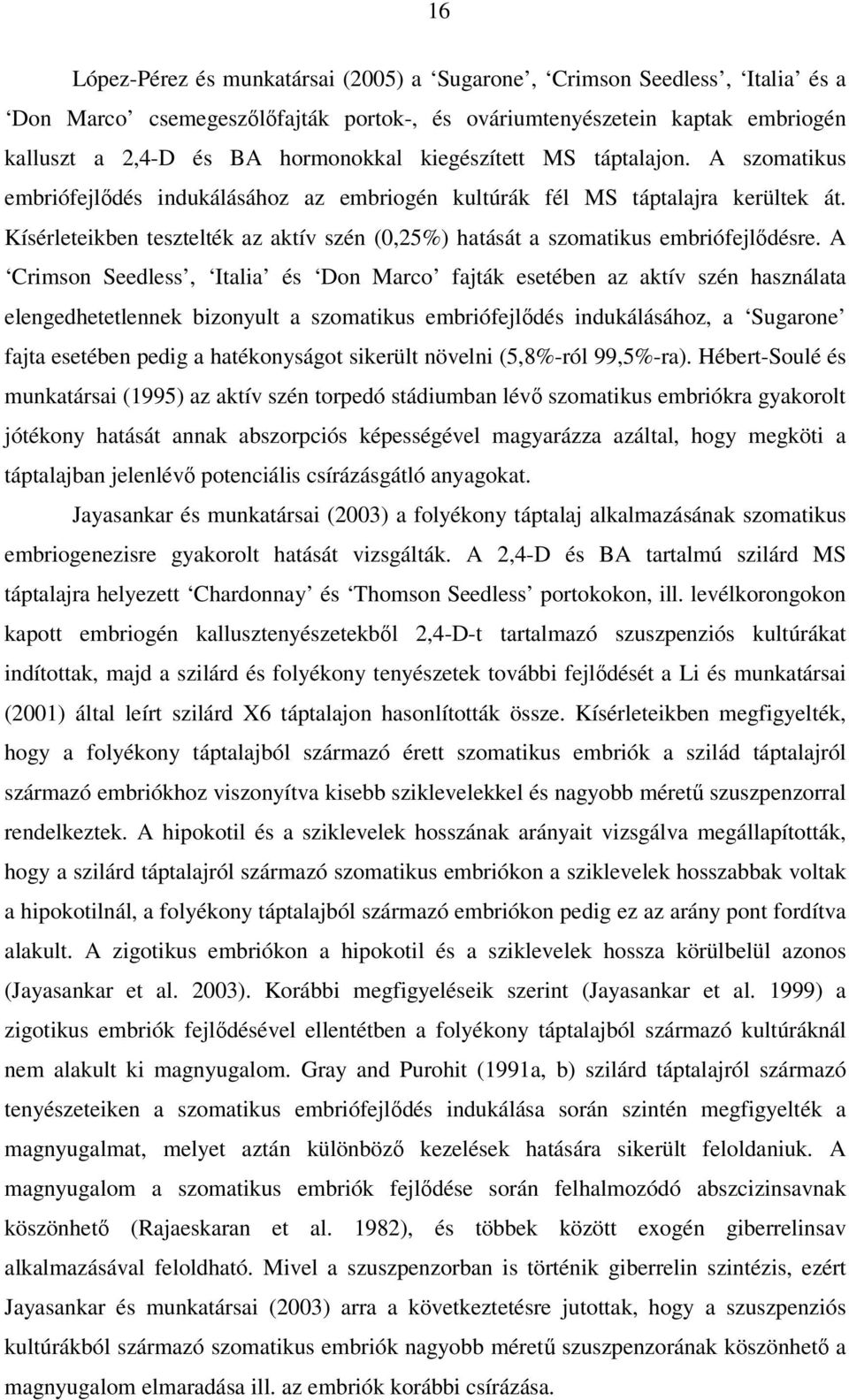 Kísérleteikben tesztelték az aktív szén (0,25%) hatását a szomatikus embriófejlődésre.