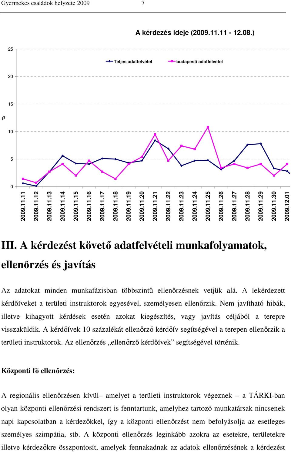 A lekérdezett kérdıíveket a területi instruktorok egyesével, személyesen ellenırzik.