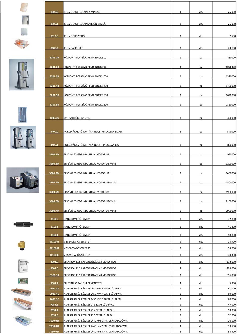 4B KÖZPONTI PORSZÍVÓ REVO BLOCK 1200 1 pz 1420000 3201.5B KÖZPONTI PORSZÍVÓ REVO BLOCK 1500 1 pz 1620000 3201.6B KÖZPONTI PORSZÍVÓ REVO BLOCK 1800 1 pz 2360000 3600.0U ÖNTISZTÍTÓBLOKK UNI.