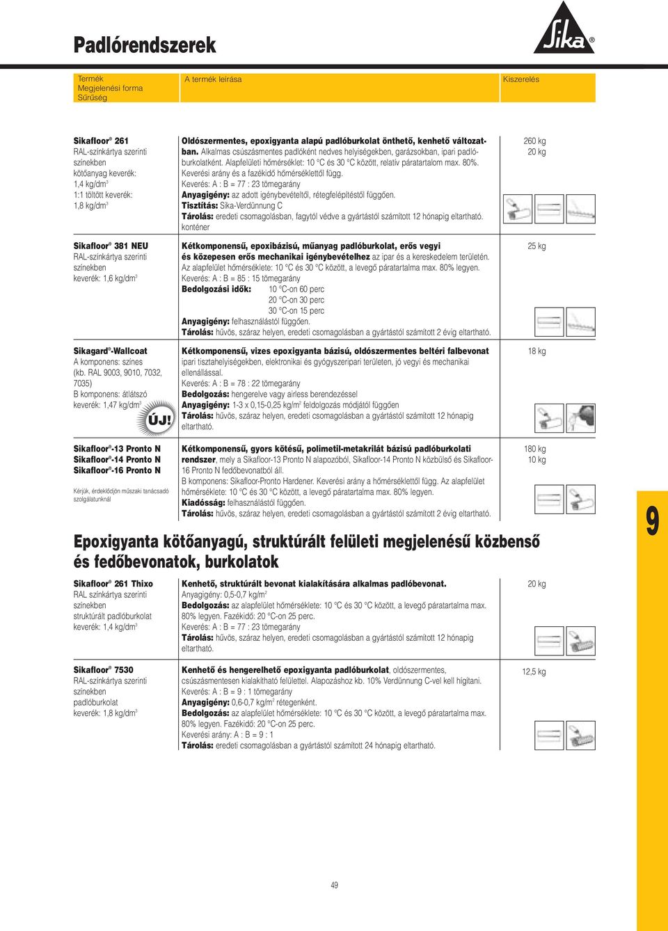 Alkalmas csúszásmentes padlóként nedves helyiségekben, garázsokban, ipari padlóburkolatként. Alapfelületi hômérséklet: 10 C és 30 C között, relatív páratartalom max. 80%.