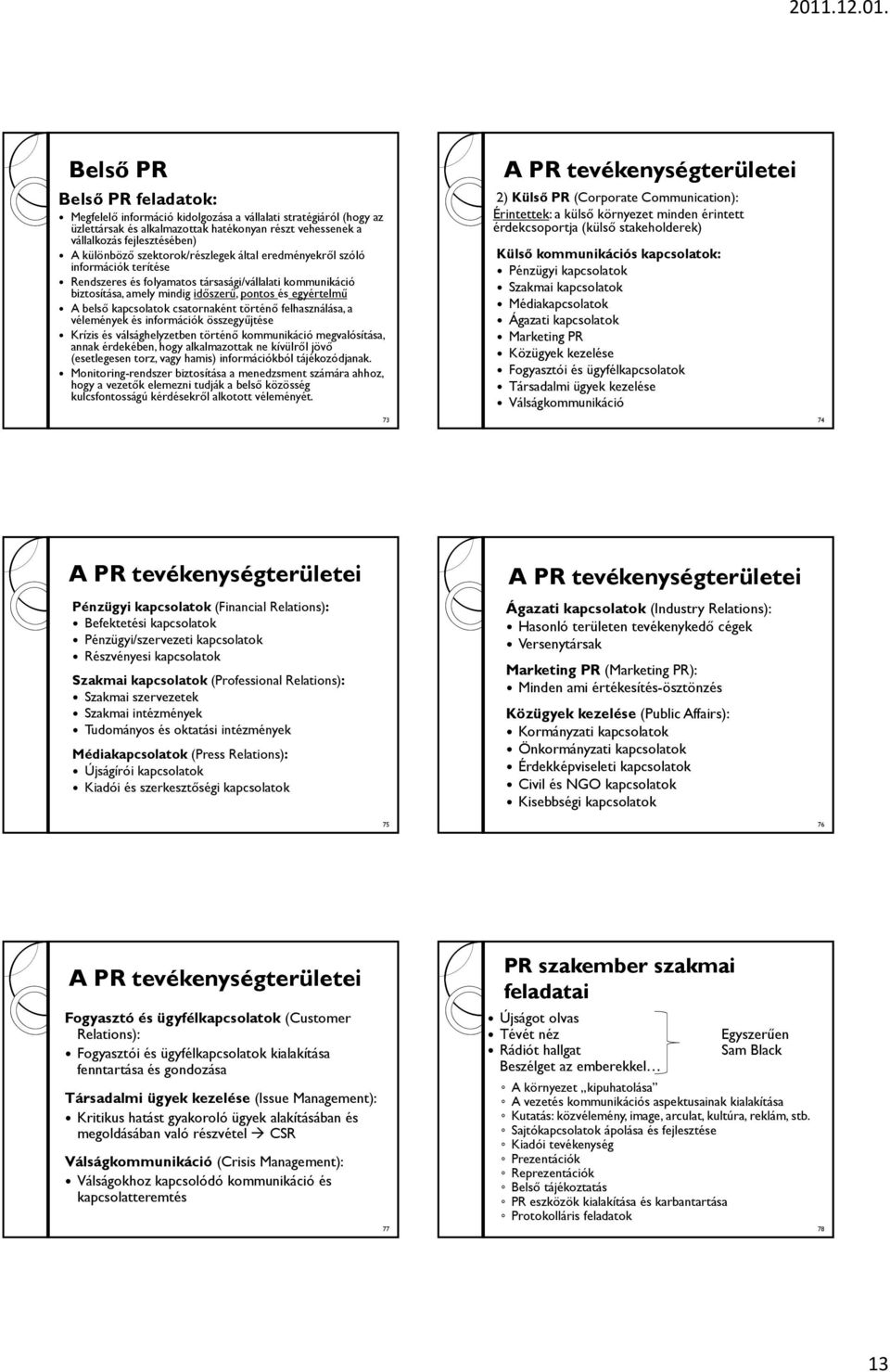 kapcsolatok csatornaként történő felhasználása, a vélemények és információk összegyűjtése Krízis és válsághelyzetben történő kommunikáció megvalósítása, annak érdekében, hogy alkalmazottak ne