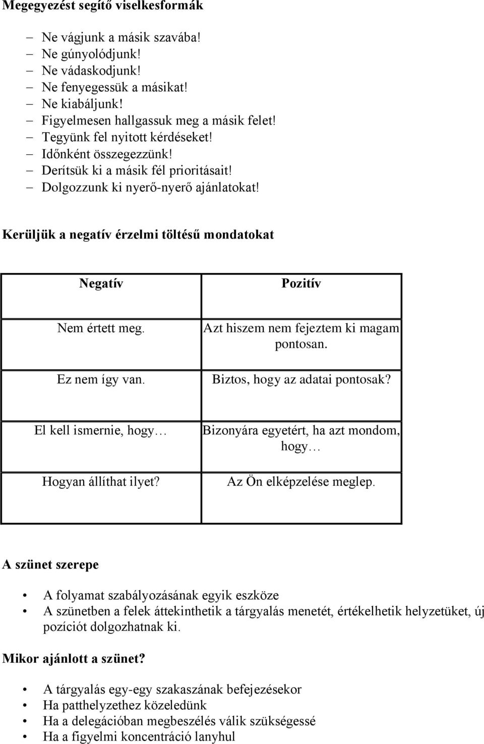 Kerüljük a negatív érzelmi töltésű mondatokat Negatív Pozitív Nem értett meg. Ez nem így van. Azt hiszem nem fejeztem ki magam pontosan. Biztos, hogy az adatai pontosak?