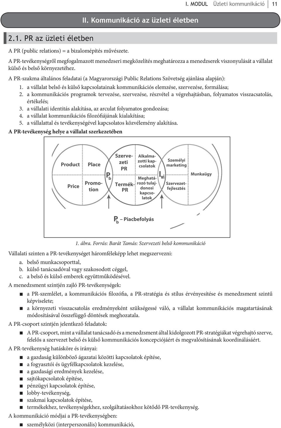 A PR-szakma általános feladatai (a Magyarországi Public Relations Szövetség aján lá sa alapján): 1. a vállalat belső és külső kapcsolatainak kommunikációs elemzése, szervezése, formá lása; 2.