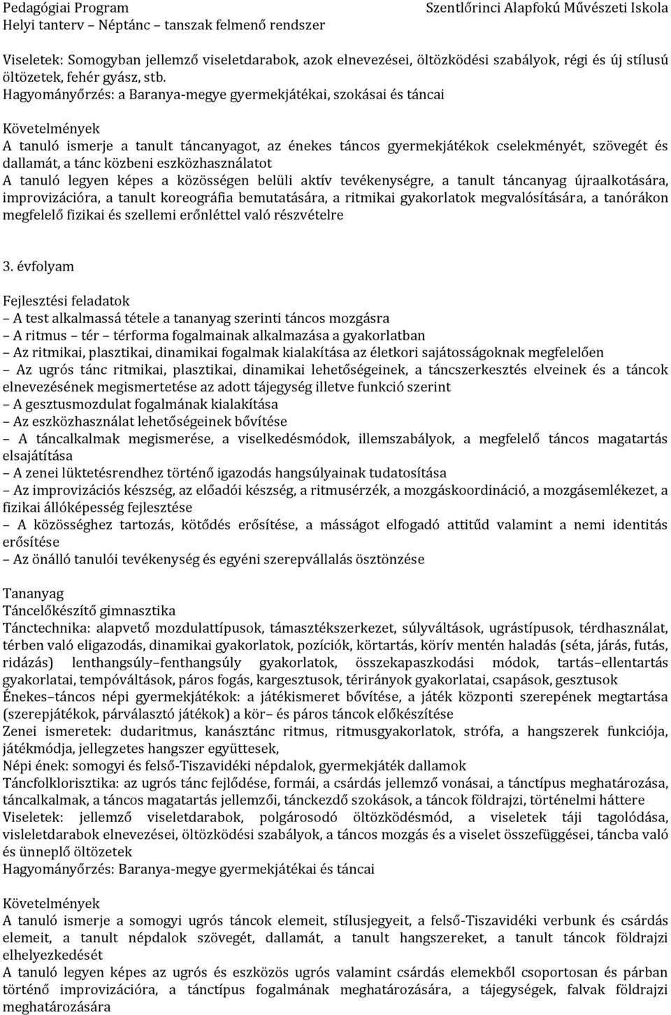 eszközhasználatot A tanuló legyen képes a közösségen belüli aktív tevékenységre, a tanult táncanyag újraalkotására, improvizációra, a tanult koreográfia bemutatására, a ritmikai gyakorlatok