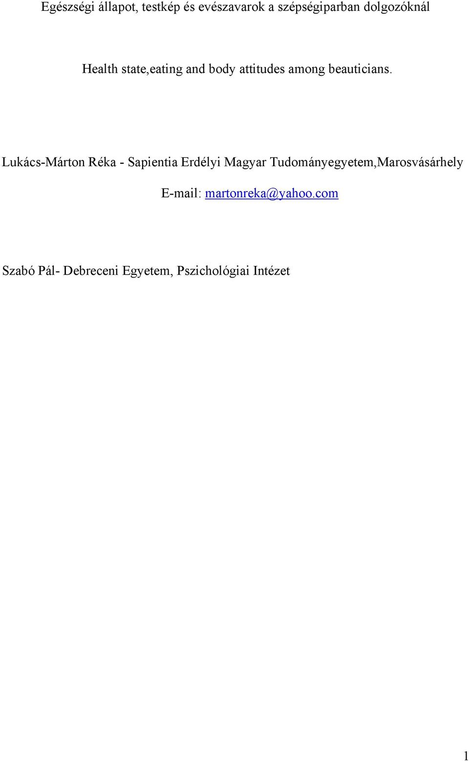 Lukács-Márton Réka - Sapientia Erdélyi Magyar