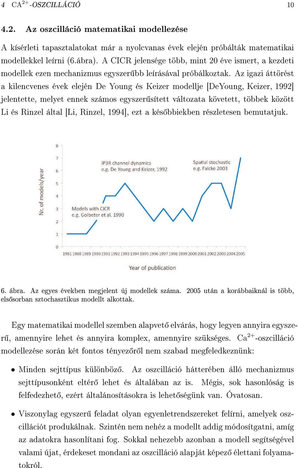 Az igazi áttörést a kilencvenes évek elején De Young és Keizer modellje [DeYoung, Keizer, 1992] jelentette, melet ennek számos egszer sített változata követett, többek között Li és Rinzel által [Li,