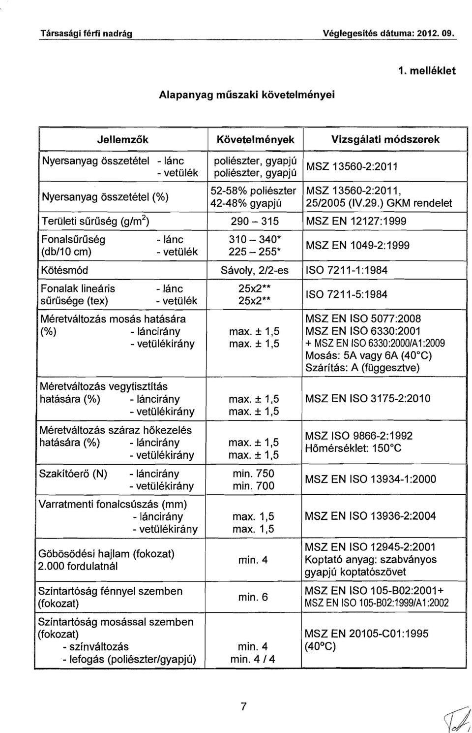 melleklet + MSZ EN IS0 6330:20001A1:2009 MSZ EN IS0 3175-2:2010