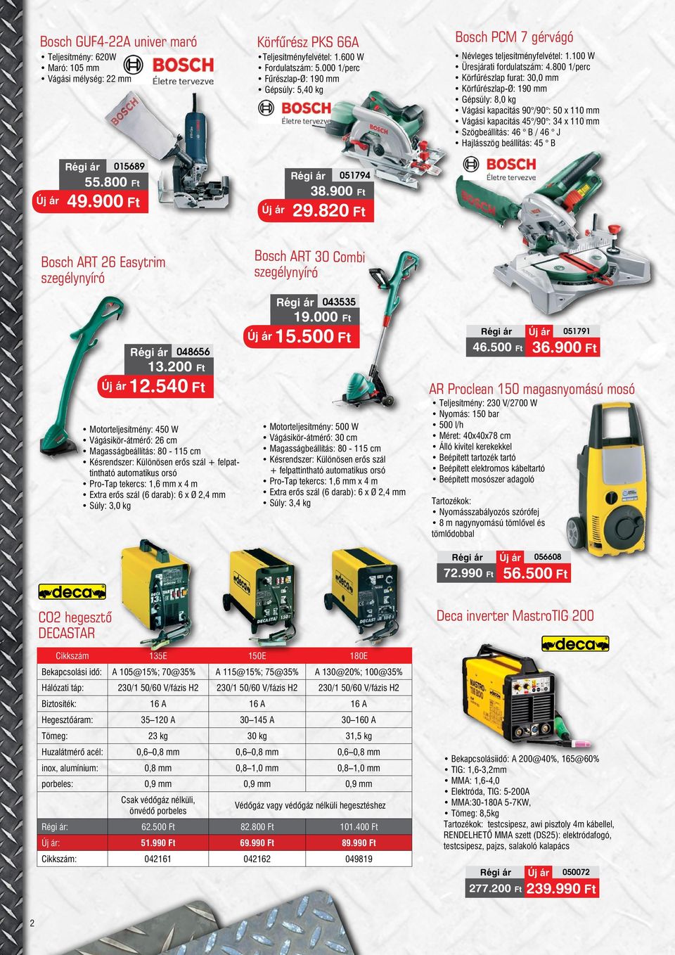 800 1/perc Körfűrészlap furat: 30,0 mm Körfűrészlap-Ø: 190 mm Gépsúly: 8,0 kg Vágási kapacitás 90 /90 : 50 x 110 mm Vágási kapacitás 45 /90 : 34 x 110 mm Szögbeállítás: 46 B / 46 J Hajlásszög