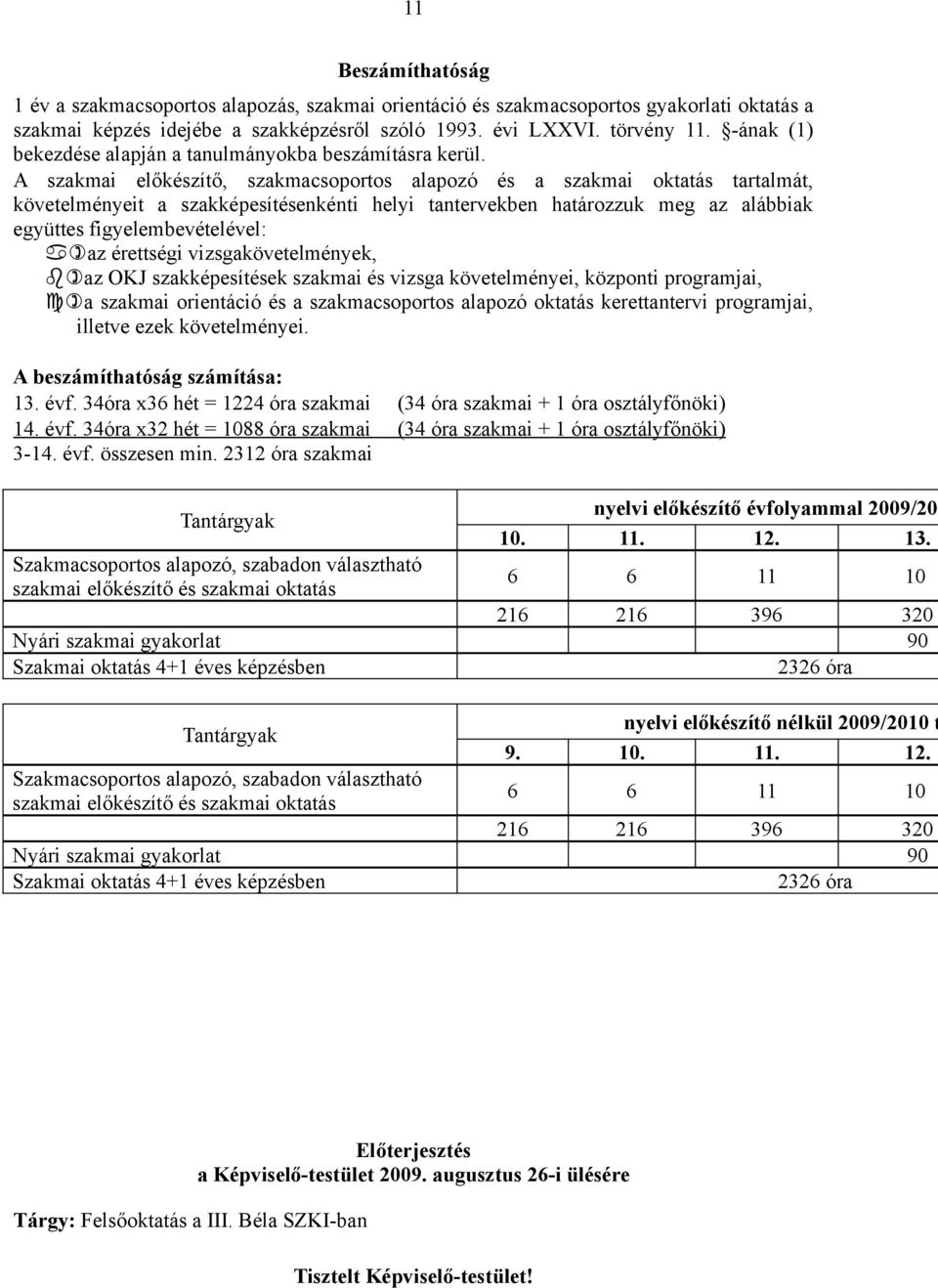 A szakmai előkészítő, szakmacsoportos alapozó és a szakmai oktatás tartalmát, követelményeit a szakképesítésenkénti helyi tantervekben határozzuk meg az alábbiak együttes figyelembevételével: a)az