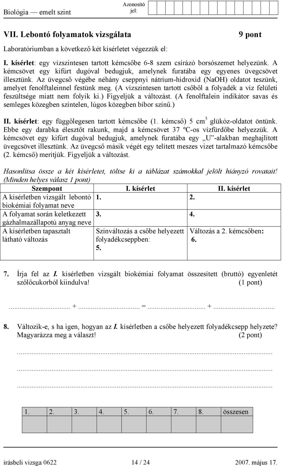 Az üvegcső végébe néhány cseppnyi nátrium-hidroxid (NaOH) oldatot teszünk, amelyet fenolftaleinnel festünk meg.